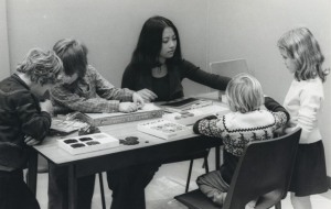 A student teacher with pupils, circa 1976
